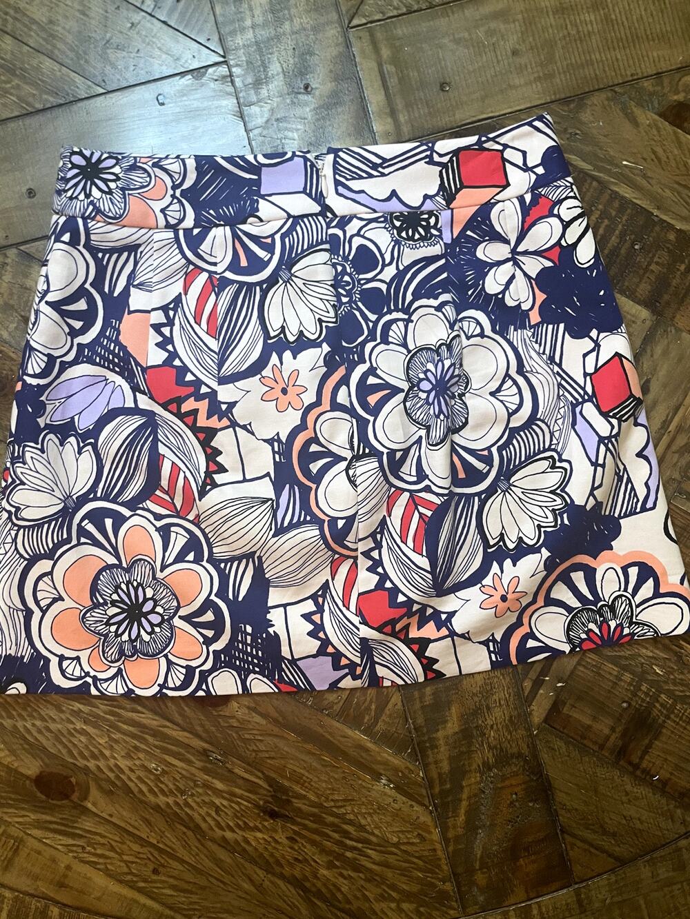 Express Navy Floral Geometric Mini Skirt 6 ID 400495 CA 56842
